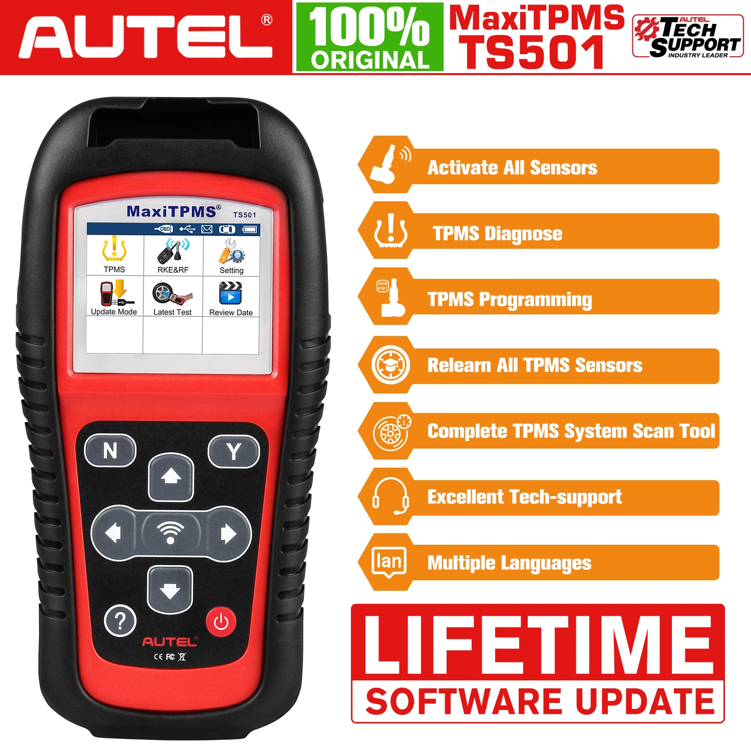 Autel MaxiTPMS TS501 TPMS Услуги OBD2 сканер автомобиля инструмент диагностики авто OBDII код