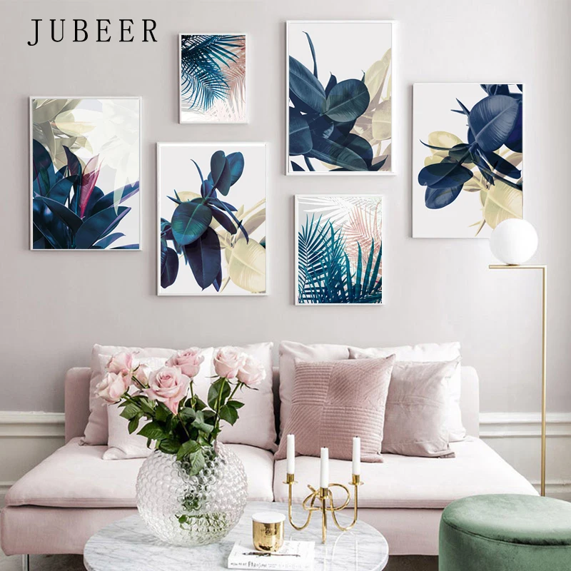 Цветные настенные постеры с листьями Картина на холсте картины для Домашнего