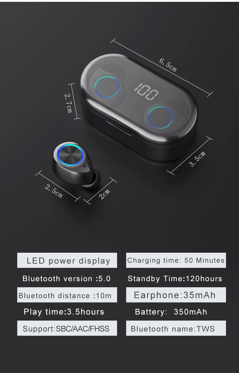 DAG TW80 беспроводные наушники Bluetooth 5,0 наушники бас HiFi Steroe наушники TWS мини наушники с микрофоном+ светодиодный дисплей зарядка