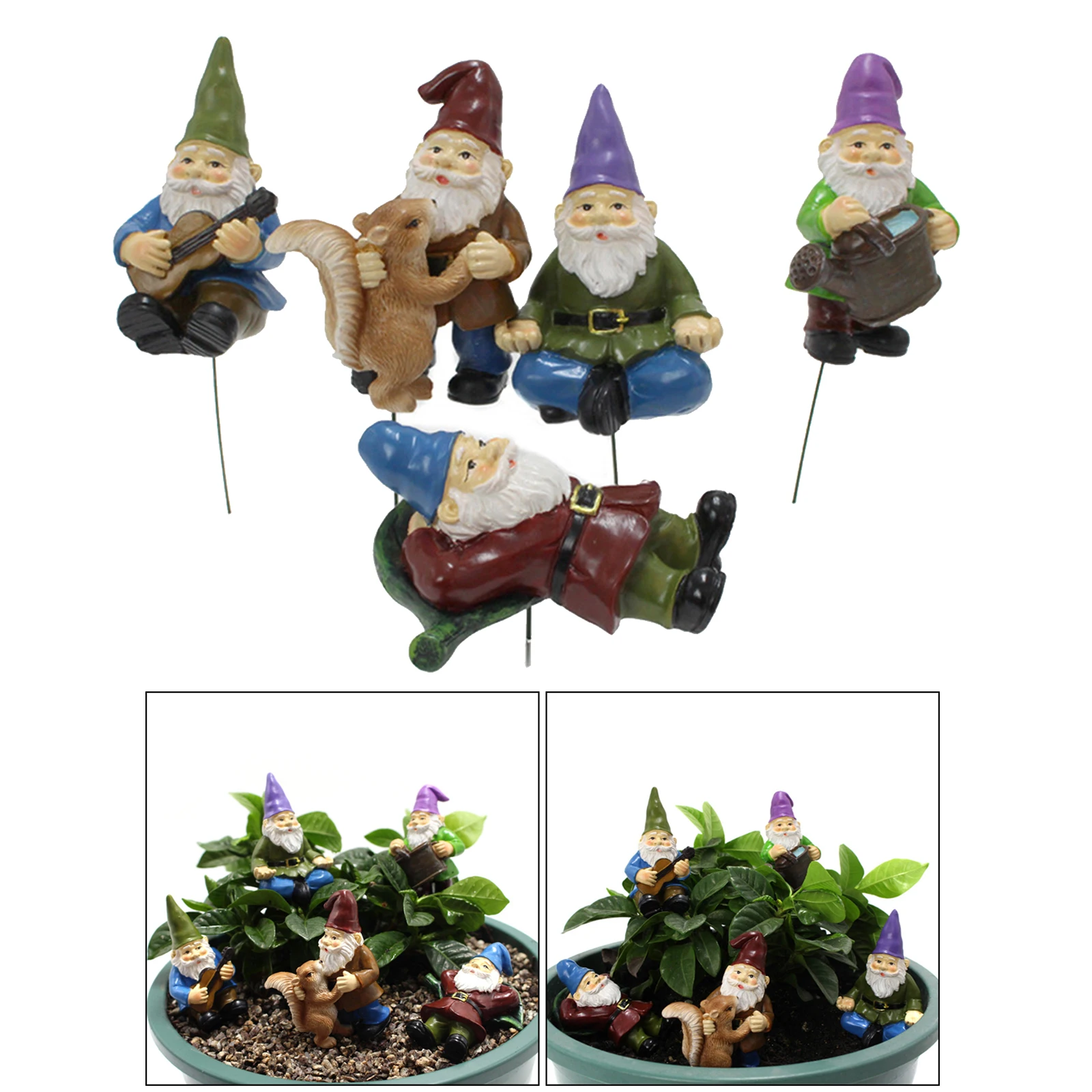 

5pcs Mini Resin Garden Landscape Ornaments Decoration Outdoor Fairy Miniature