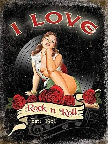 

I Love Rock N Roll Wall Decor Aluminum Metal Signs