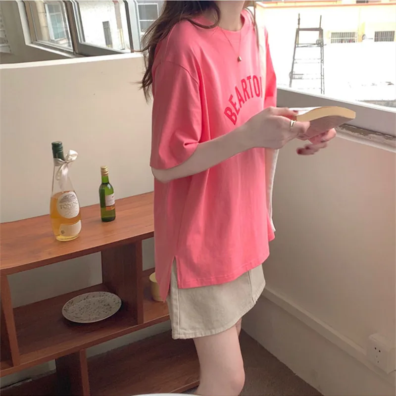 Футболка женская с коротким рукавом 4 цвета летняя свободная в Корейском стиле