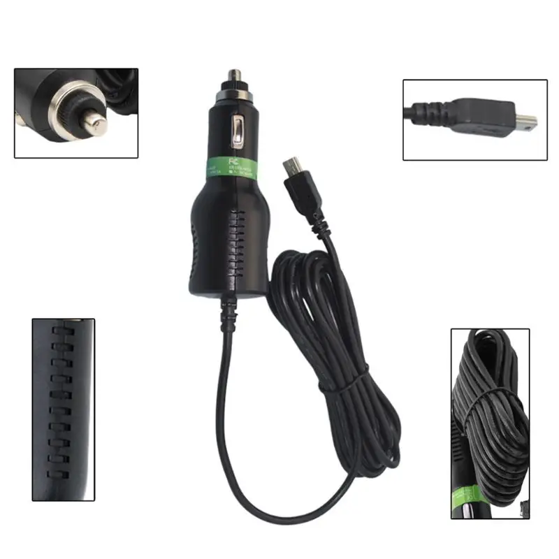 

DC 5V 2A Mini USB Car Power Charger Adapter Cable Cord For GPS Camera 3.5m