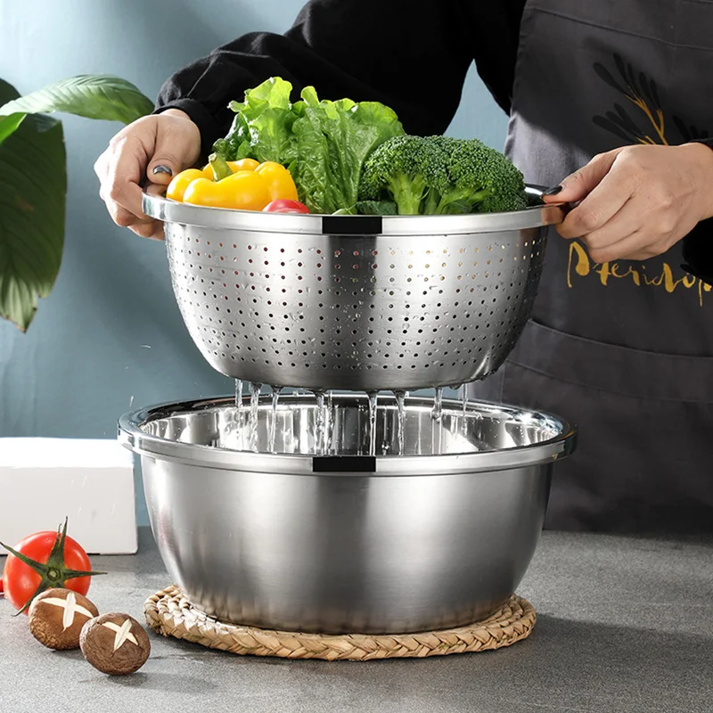 Миска для смешивания из нержавеющей стали 304 (5 комплектов) нескользящая миска