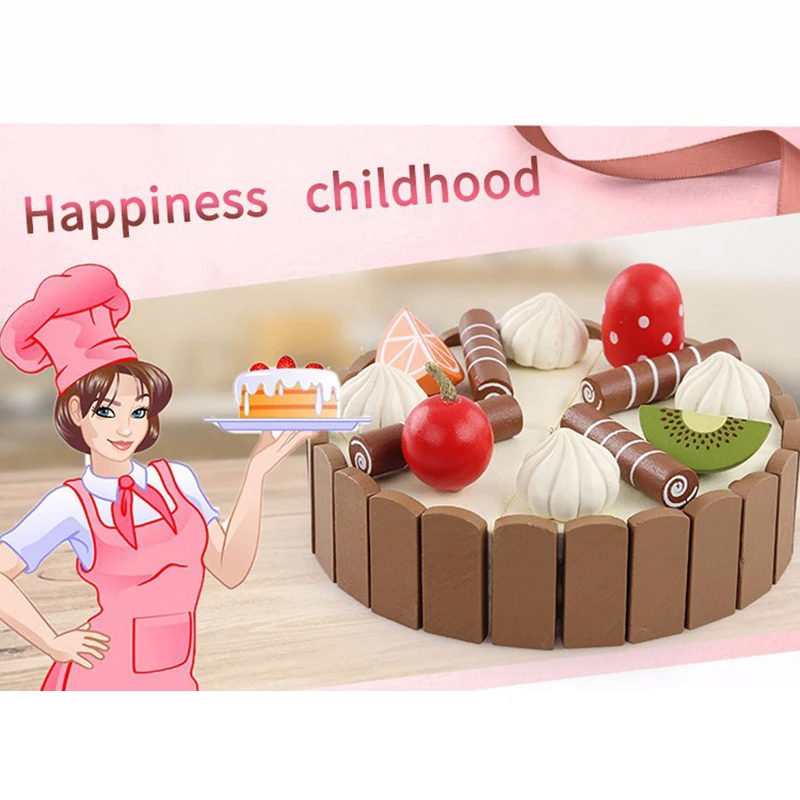 

Wooden Children Kitchen Toys Pretend Toys Cutting Cake Play Food Kids Toys Wooden Fruit Cooking Toys For Baby Birthday Interest