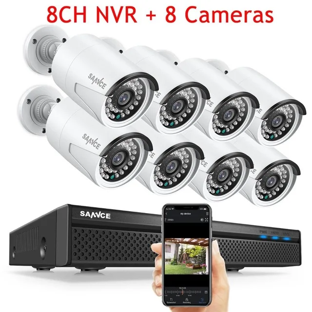 8pcs cameras SANNCE 8CH POE 5MP NVR комплект CCTV система безопасности 2MP ИК наружная Водонепроницаемая ip-камера с микрофоном аудио запись комплект видеонаблюдения - Цвет: 8pcs cameras