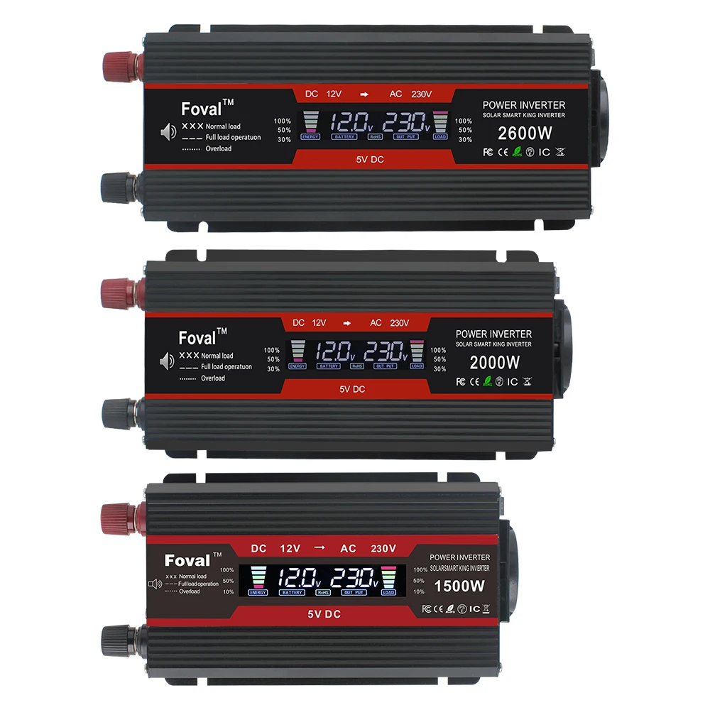 Автомобильный работающий на постоянном токе от солнечных батарей 12V/24V 1500W/2000W/2600W