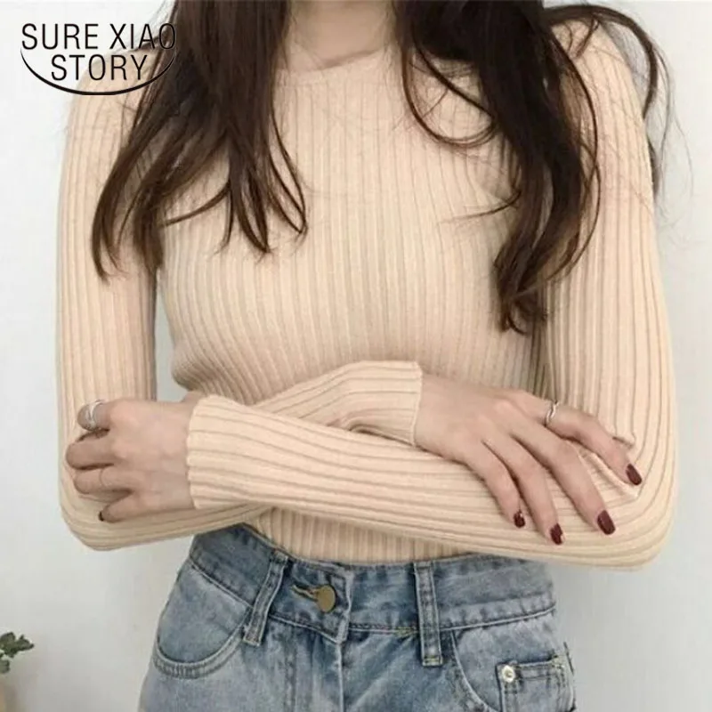 Осень-зима 2020 модный однотонный свитер сексуальный пуловер с длинными рукавами