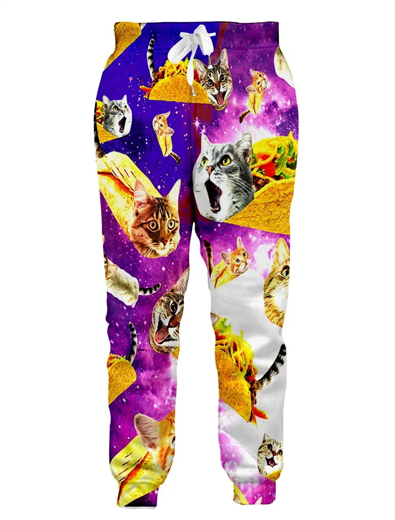 

Raisevern Funny Bacon Cat Print Fashion 3d Pants Hip Hop Harem Joggers Pants Unisex Galaxy Space Sweatpants Drop Shipping