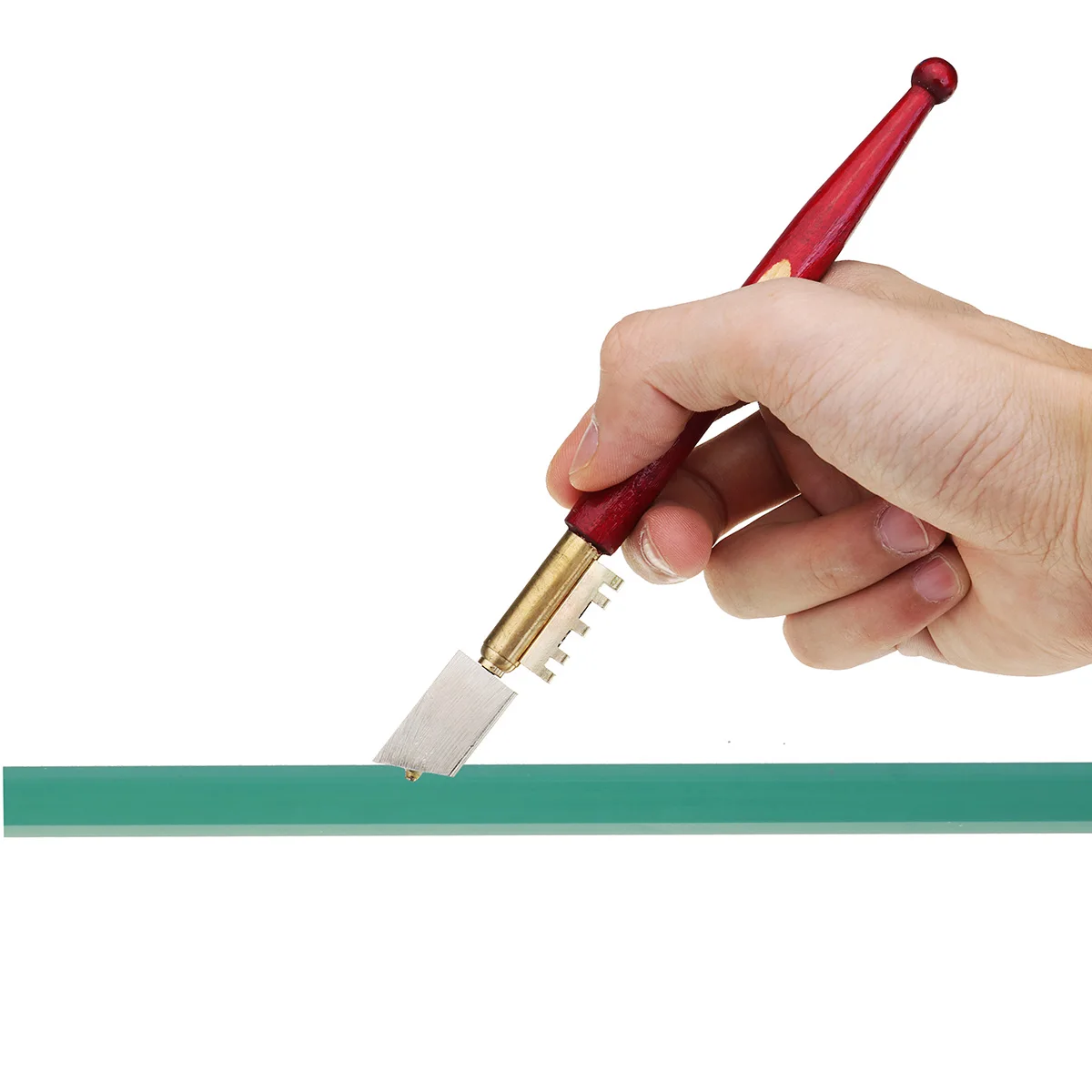 

Professional Glass Cutter DIY Tool Wooden Handle Portable Diamond Tip Glass Mirror Cutter Cutting Thickness 2-8mm Cutter Pencil