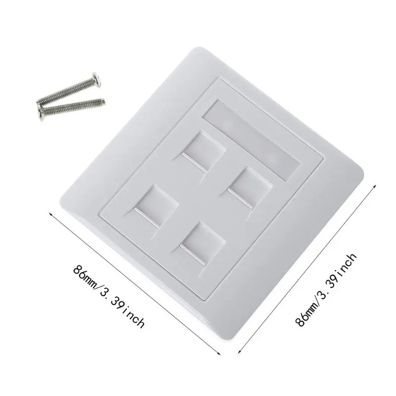 

86 Type White Faceplate Wall Plate Socket Four Ports Network LAN Telephone Panel RJ45 Plug