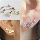 Silver Hollow Star 925 Sterling Silver Stud Earrings Wholesale European Fashion Woman Girl Party Wedding Gift