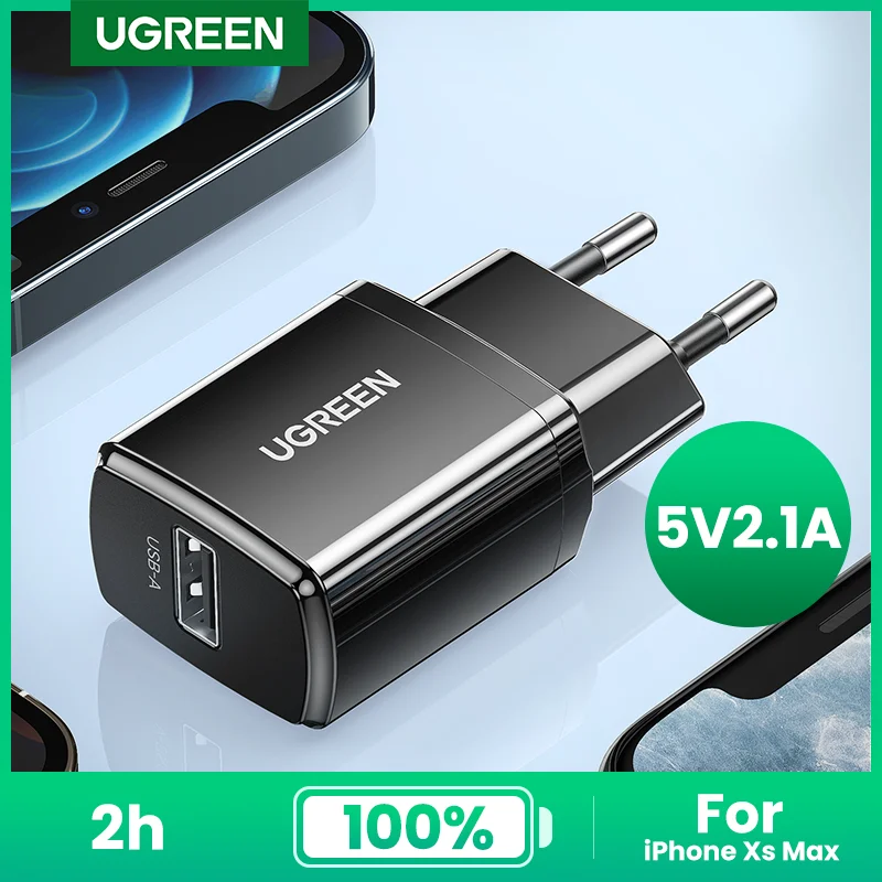 UGREEN USB Charger for iPhone X 8 7 iPad 5V 2.1A Fast Wall Charger EU Adapter for Samsung S9 Xiaomi Mi 8 Mobile Phone Charger