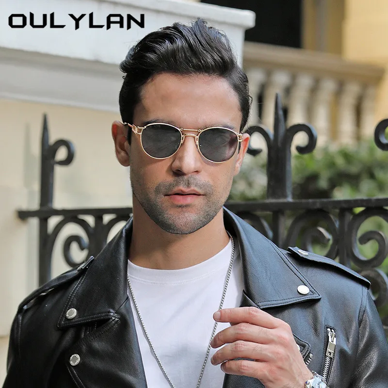 

Oulylan Round Steampunk Sunglasses Men Women Luxury Brand Punk Sun Glasses for Male Oval Sunglass Metal Frame Gradient Eyewear