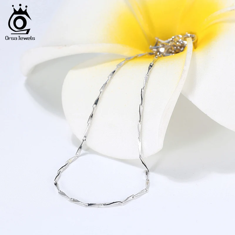 ORSA JEWELS 925 серебристый 1 мм витая Цепочка ожерелья для женщин и мужчин размер 18