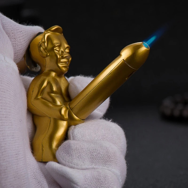 

Metal Little Old Man Creative Gas Torch Jet Lighter Refillable Blue Flame Butane Windproof Lighter Gadgets For Men