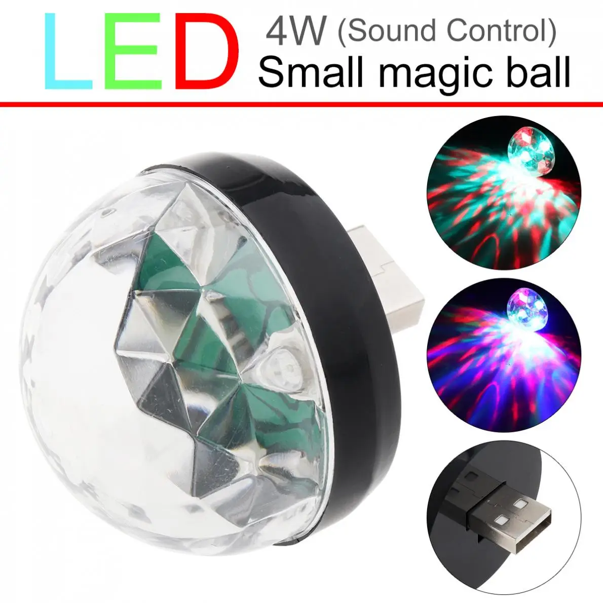 4W Mini USB LED Light Crystal Magic Ball RGB Colorful Stage Lights Decoration Lamp Lighting Effect for Home Car KTV Stage