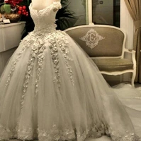 2022 new arabic dubai wedding dress beaded bridal gown with flowers lace applique luxury custom made vestidos de noiva