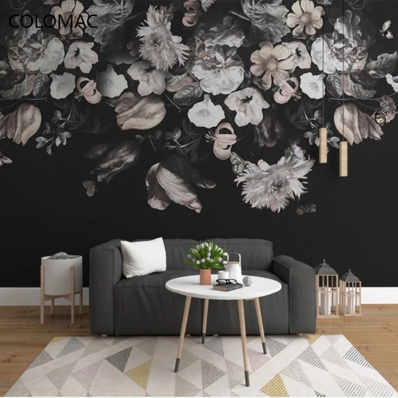 

Colomac Custom European Retro Hand-painted Rose Flower Wallpaper Bedroom Wallpaper Mural Decorations Living Room Dropshipping