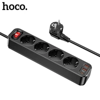 hoco euger plug qc3 0 pd20w universal power strip socket 4 ports 3a usb quick charging adapter extension socket for home office