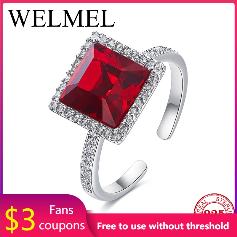 

Кольцо женское WELMEL, серебряное, с крупным квадратным кристаллом, 2021