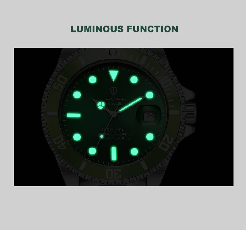 Tevise Top Brand Luxury Men Mechanical Watches Automatic waterproof Stainless Steel Men Wristwatches Relogio Masculino
