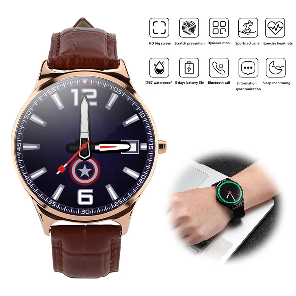 Часы мужские Bluetooth напоминание о звонках и SMS-сообщениях пульсометр кровяное