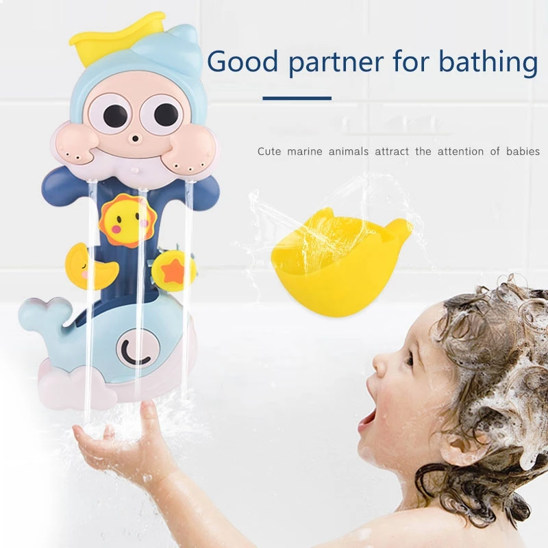 

Baby Bath Shower Toys Little Whale Turn Around Set Baby Shower Spray Boy and Girl Toys