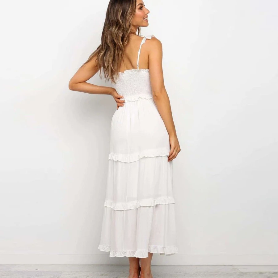 TEELYNN макси платья на бретелях boho Винтажные белые хлопковые сексуальные с