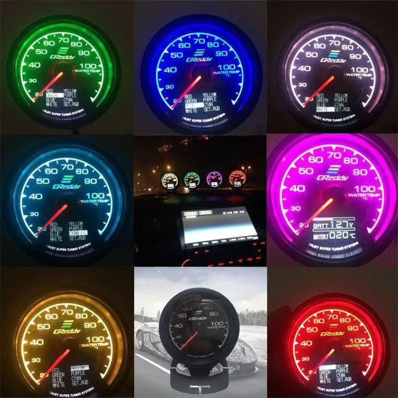 62 мм 7 цветов в 1 гоночный манометр GReddi Multi D/A ЖК-цифровой дисплей Turbo Boost автомобильный измерительный прибор 2,5 дюйма