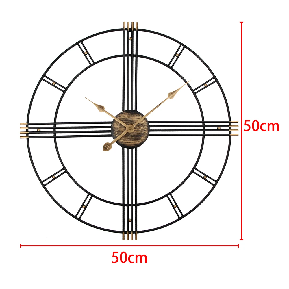 Винтажные настенные часы 50 см металлический 3D Настенный декор украшение для