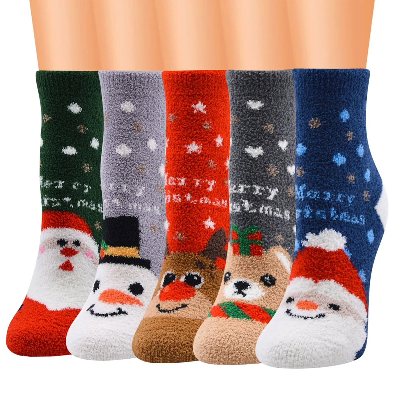 

Christmas Socks for Women Coral Fleece Pattern Socks Tube Comfortable Xmas Socks