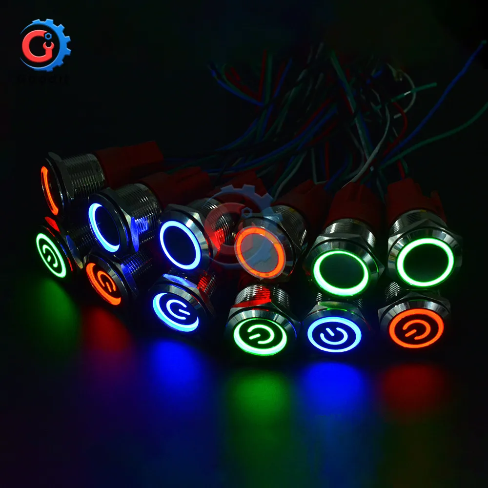 Металлическое кнопочное переключатель 16 мм кольцо/светодиодный индикатор