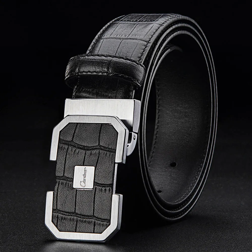 HY1356B Black Buckle Ciartuar кожаные ремни для мужчин ремень из натуральной кожи роскошный Повседневный ремень Золотая гладкая Пряжка поясной брючный пояс дизайнерский ремень - Цвет: HY1356B Black Buckle