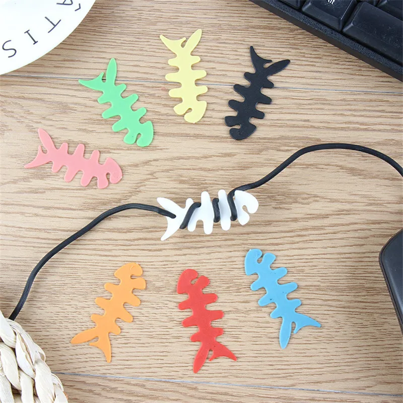 5 шт. рыбья кость наушники устройство для сматывания шнура питания силиконовые