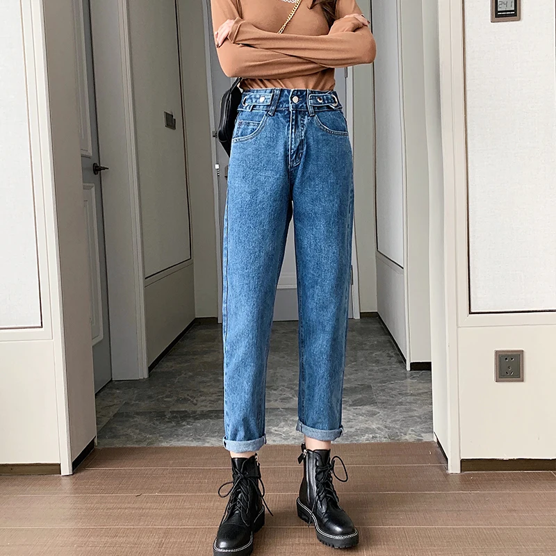 Джинсы с пуговицами на талии ширина индивидуальные штаны haroun для ранней весны