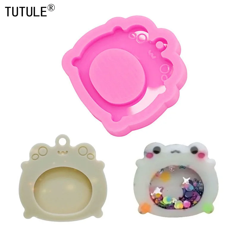 

Mirror Frog Earring pendant mold uv resin cute crafting mold Diy resin shaker Polymer Clay Keychain mold