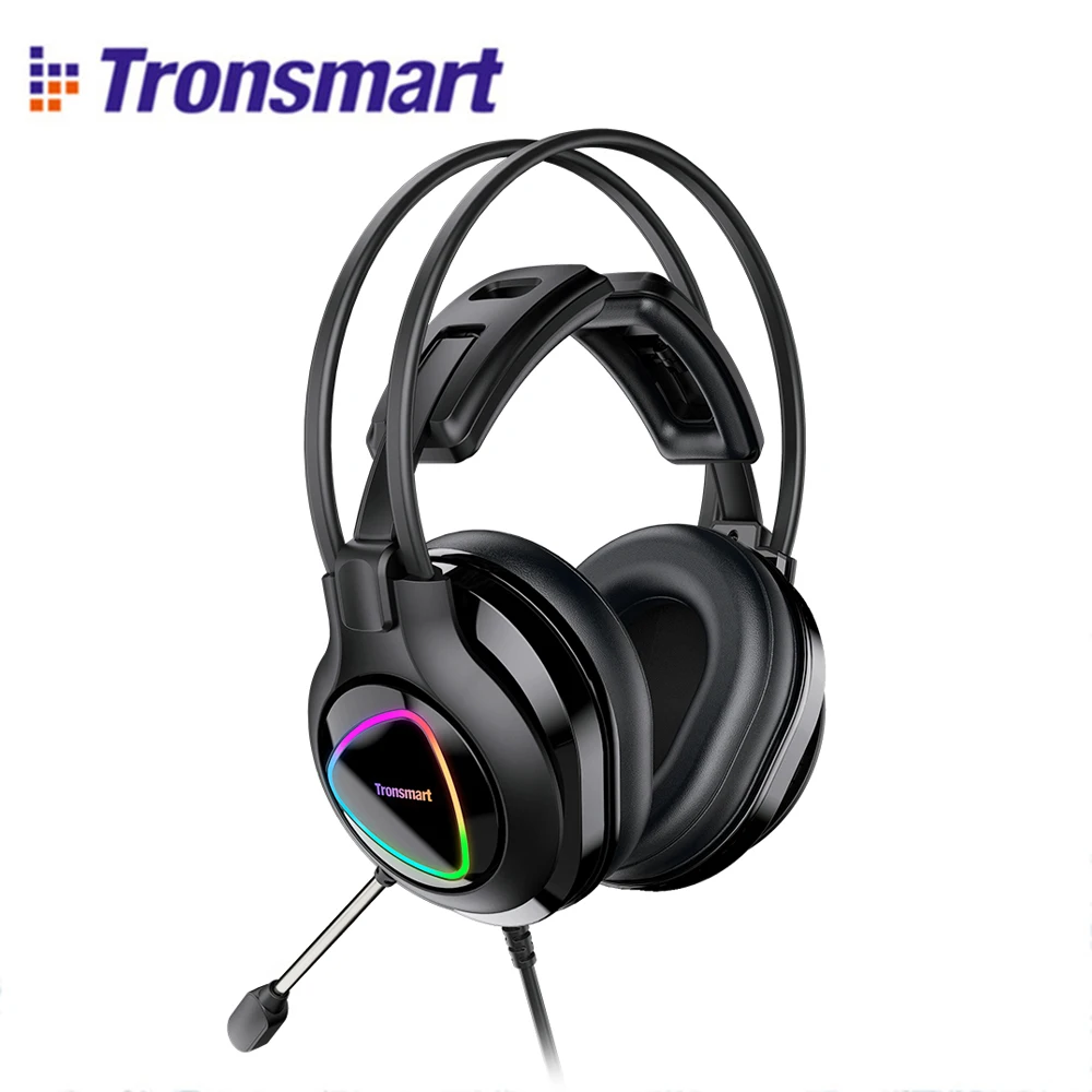 Новейшая игровая гарнитура Tronsmart Glary Alpha с красочным светодиодным освещением 3 5 мм