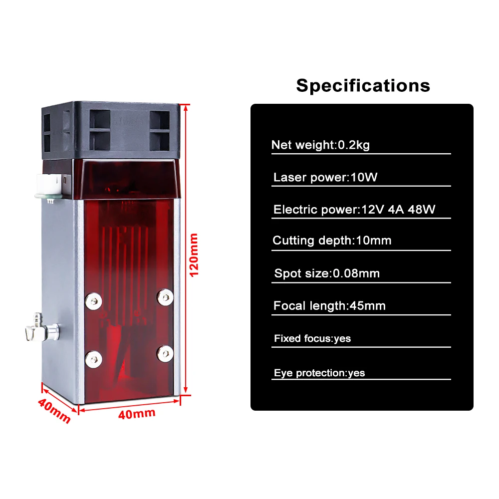 80W Upgraded Laser Module Head with Cover Built-in Air Assist Metal Nozzle CNC TTL / PWM Cutting Engraving | Инструменты