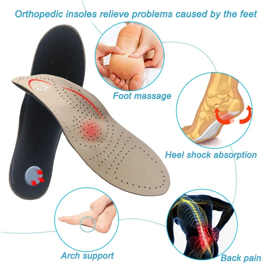 Unisex Orthotics Shoes Insoles Flat Foot High Arch Support 2.8-3cm Orthopedic Pad Cushion For OX Leg Health Care