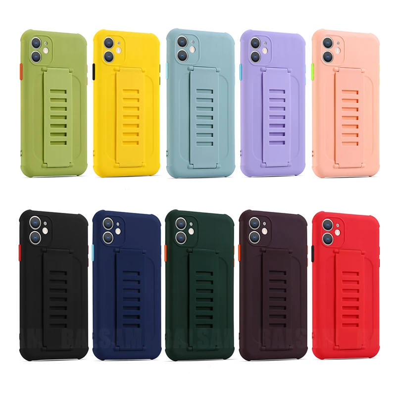 

New Liquid Silicone Matte Wrist Strap Phone Case for iPhone 11 Pro XS Max SE 2020 7 8 Plus X XR Candy Wristband Hand Band Cover