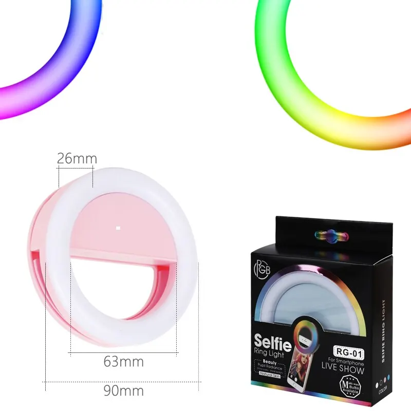 Tongdaytech RGB LED Fill Light Dimmable Color Phone Selfie Ring Lamp Photo For Youtube Makeup Video Live Aro De Luz Para Celular 