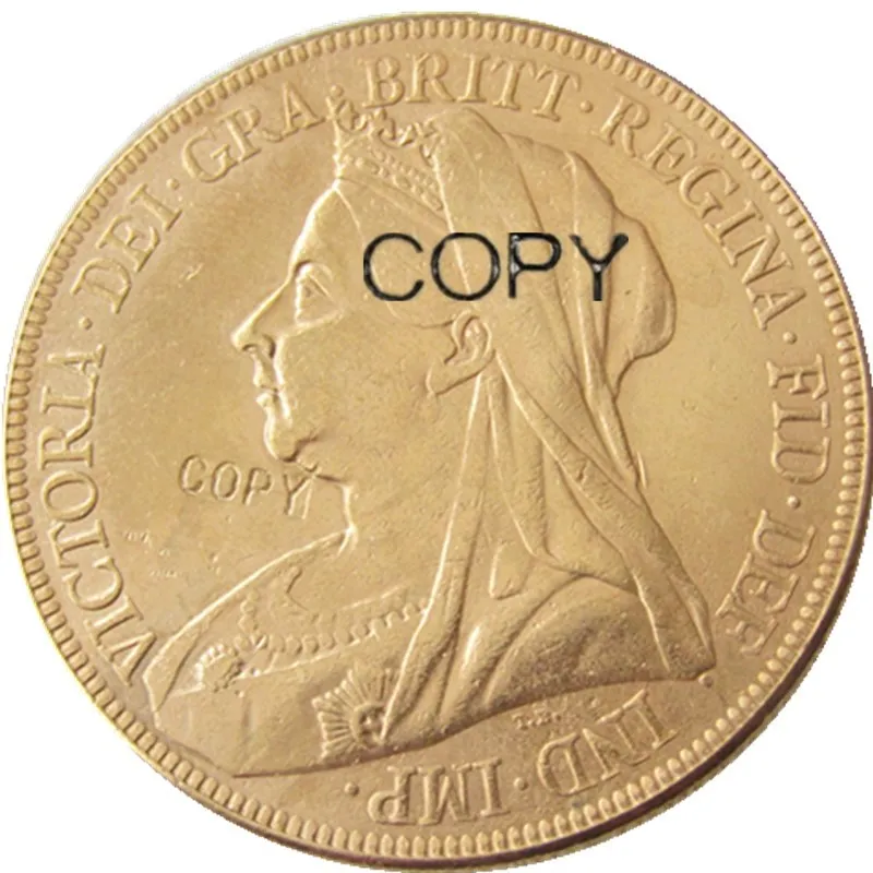 

UK 1893 Queen Victoria Great Britain Five Pounds Gold Plated Copy Coin