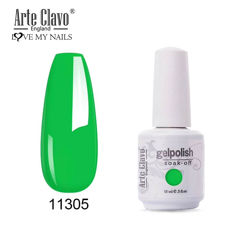 

Arte Clavo Neon Nail Gel Polish 15ml Summer Candy Hot Pink Green Yellow Nails Art Gel Varnish UV Sugar Gel Glow in UV Light