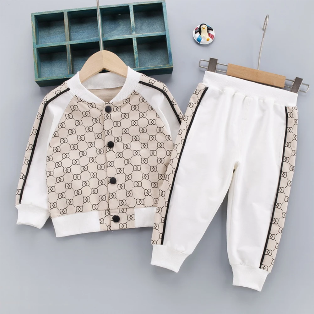 

2021 Fashion Baby Boy Girl Sport Clothes Set Coat+Pant 2PCS Kids Pure Cotton Jacket Clothing Suit Long Sleeve Spring Autumn 1-4Y
