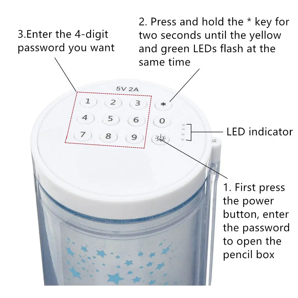 Чехол для карандашей с кодовым замком портативный вместительный футляр ручек и