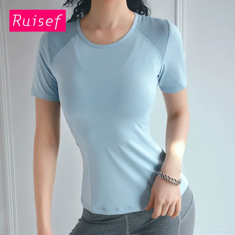 Розовый серый синий облегающий женский топ для йоги Спортивная рубашка женская
