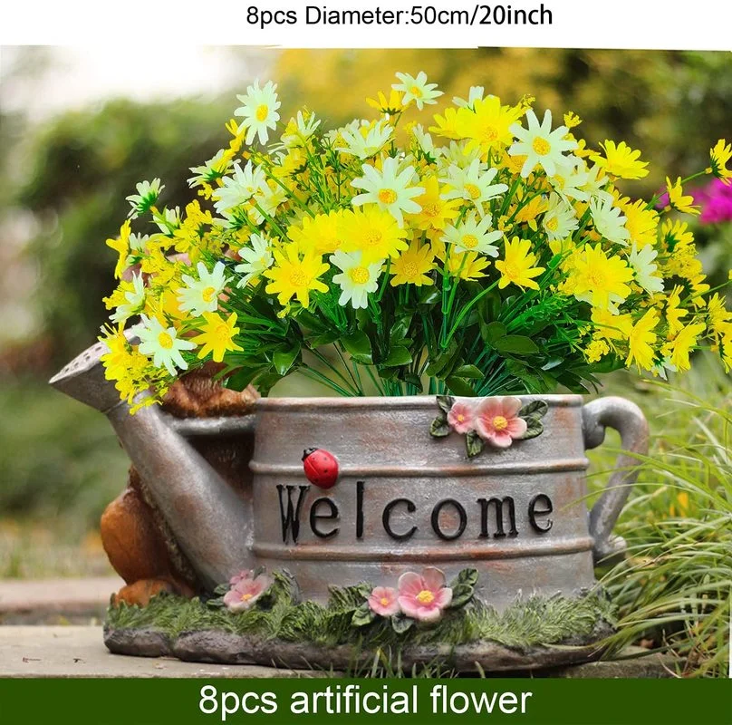 

Artificial Outdoor Flowers 8 Bundles Fake UV Resistant Shrubs Flowers for Indoor Outdoor Home Garden Kitchen Office Table Vase