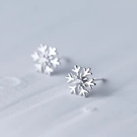 genuine 925 sterling silver snowflake stud earrings for women girls