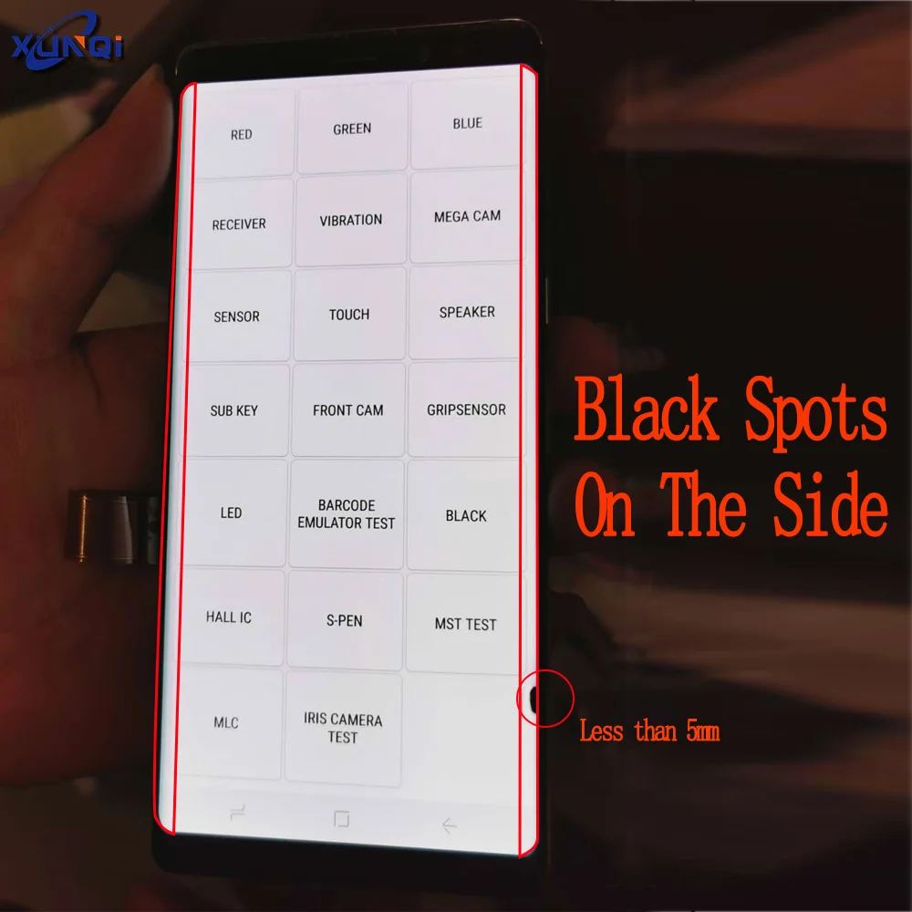 Менее 5 мм черные пятна дефекты ЖК экран для samsung Galaxy Note 9 N960 N960F N960U N960N 100%
